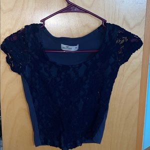 Navy Hollister lace crop top